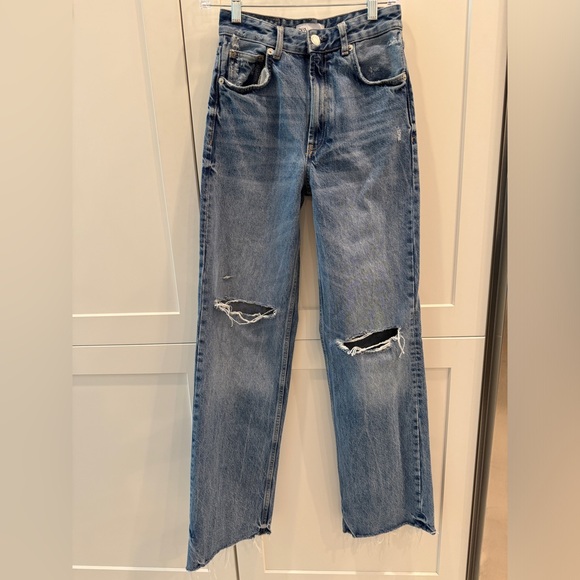 Zara Wide Leg Ripped Jeans Blogger Favorite - Picture 3 of 14